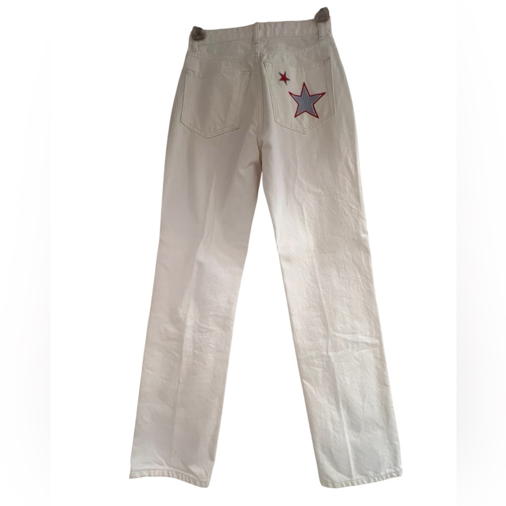 Reformation Hi Rise Wide Leg White Jeans with Stars NWT Size 24